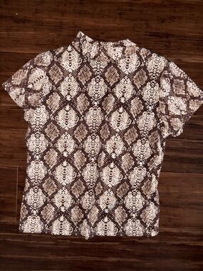 Brown and Cream Snake-Print Tee
